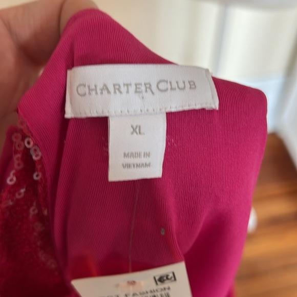 Charter Club Sparkling "Berry Cool" Pink Sequins T-Shirt - NWT - Size XL - Picture 9 of 10
